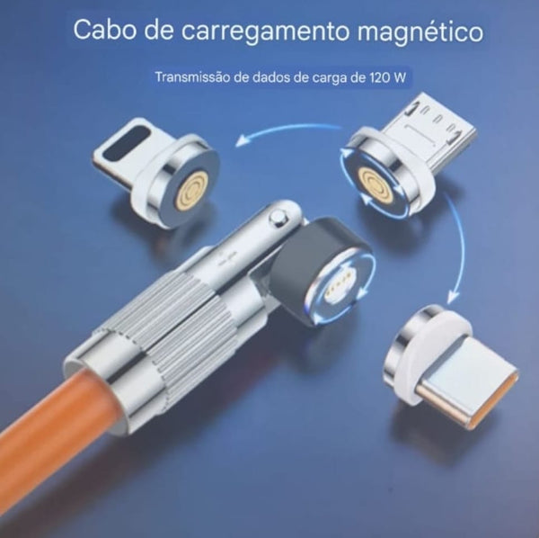 MVQF-Carregador magnético de silicone líquido, para iOS e Android, 540, 6A, 120W, 3 em 1